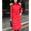 TE6671YYM Korean style fur collar down long coat with cap