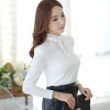 TE6896SOLO Korean fashion turtle neck pearl collar lace shirt