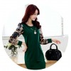 TE6936JMFS Korean fashion print sleeve splicing wool lining dress