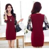 TE6936JMFS Korean fashion print sleeve splicing wool lining dress