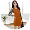 TE6936JMFS Korean fashion print sleeve splicing wool lining dress