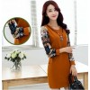 TE6936JMFS Korean fashion print sleeve splicing wool lining dress