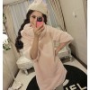 TE8076XWFC Winter plush rabbit half sleeve dress with warm scarf