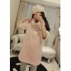 TE8076XWFC Winter plush rabbit half sleeve dress with warm scarf