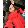 TE8076XWFC Winter plush rabbit half sleeve dress with warm scarf