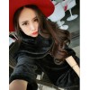 TE8076XWFC Winter plush rabbit half sleeve dress with warm scarf