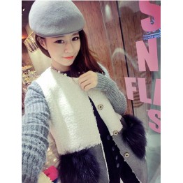 TE8252BLFS Winter fashion knitting sleeve splicing berber fleece coat