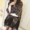 TE8268BLFS Winter checks graphic sense tassel shawl scarf