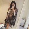 TE8268BLFS Winter checks graphic sense tassel shawl scarf