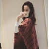 TE8268BLFS Winter checks graphic sense tassel shawl scarf