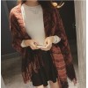 TE8268BLFS Winter checks graphic sense tassel shawl scarf