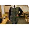 TE8279BLFS Korean style wool lapel pocket splicing sleeve cotton-padded coat