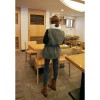 TE8279BLFS Korean style wool lapel pocket splicing sleeve cotton-padded coat