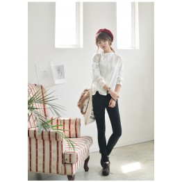 TE8305TTFS Preppy style fresh agaric lace stand collar ramie shirt