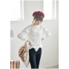 TE8305TTFS Preppy style fresh agaric lace stand collar ramie shirt