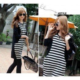 TE8309HPG Korean fashion stripes color matching dress