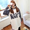 TE8318HPG Loose letters print color matching pocket hoodie