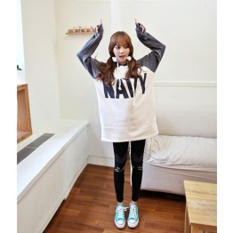 TE8318HPG Loose letters print color matching pocket hoodie