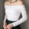 TE8805MQFS Slim boat neck off shoulder long sleeve t-shirt