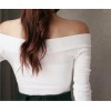 TE8805MQFS Slim boat neck off shoulder long sleeve t-shirt