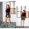 TE8807MQFS Autumn suede buttons a-line short skirt