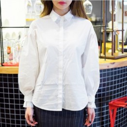 TE8813MQFS Korean fashion lapel puff sleeve shirt with stripes tube top dress