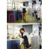 TE8813MQFS Korean fashion lapel puff sleeve shirt with stripes tube top dress
