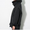 TE8838HYG Korean fashion vertical stripes stand collar lamb wool motorcycle jacket
