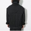 TE8838HYG Korean fashion vertical stripes stand collar lamb wool motorcycle jacket