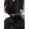 TE8838HYG Korean fashion vertical stripes stand collar lamb wool motorcycle jacket