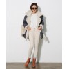 TE8838HYG Korean fashion vertical stripes stand collar lamb wool motorcycle jacket