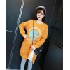 TE8942JYFS Cartoon letters print side slit wool lining long sweatshirt