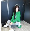 TE8942JYFS Cartoon letters print side slit wool lining long sweatshirt