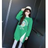 TE8942JYFS Cartoon letters print side slit wool lining long sweatshirt