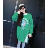 TE8942JYFS Cartoon letters print side slit wool lining long sweatshirt