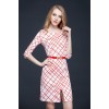 TE9091LLYG Europe fashion irregular rhombus print slim dress