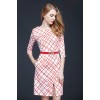 TE9091LLYG Europe fashion irregular rhombus print slim dress