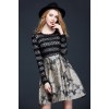 TE9092LLYG Elegant lace top splicing jacquard weave dress