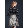TE9092LLYG Elegant lace top splicing jacquard weave dress