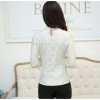 TE916TSBL Turtleneck lace sleeve thicken backing shirt