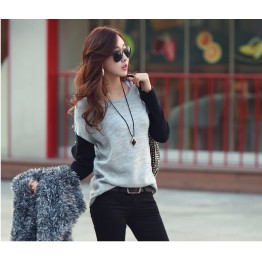 TE9318ATSS Korean fashion fake two piece casual tops