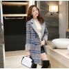 TE9559YBF Winter double-breasted check lapel woolen coat
