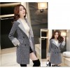 TE9559YBF Winter double-breasted check lapel woolen coat