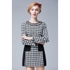 TE9632LLYG Europe fashion slim houndstooth contract color dress