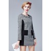 TE9632LLYG Europe fashion slim houndstooth contract color dress