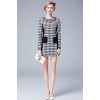 TE9632LLYG Europe fashion slim houndstooth contract color dress