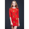 TE9635LLYG Europe fashion embroidery bear A-line dress