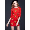 TE9635LLYG Europe fashion embroidery bear A-line dress