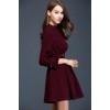 TE9637LLYG Temperament slim waist wide hem long sleeve dress