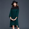 TE9638LLYG Europe fashion color matching stand collar woolen dress